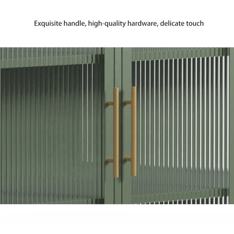 Modern Design 4-Door Wave Glass Display Cabinet Green Color High Quality Home Furniture for Living Room Bedroom Metal Furniture