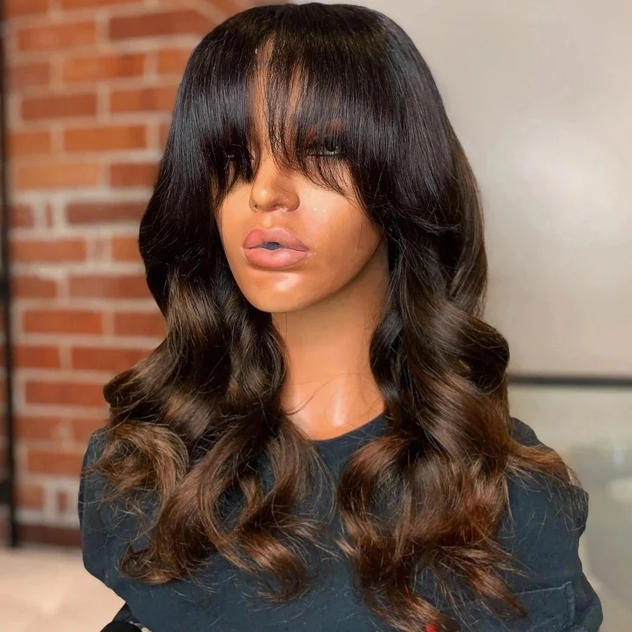 glueless lace front wigs with bangs