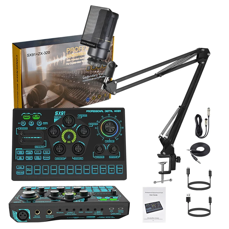 SX91 Sound Card & ZX320 Microphone - Professional Podcast Gear