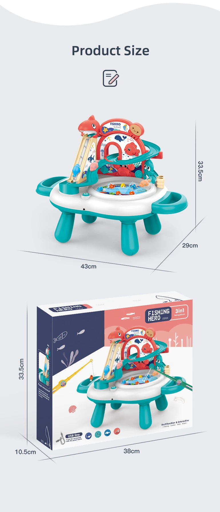 Chengji Interactive Electric Portable Children Funny Kids Plastic Fishing Game Toys Playing Water Go Fishing Platform Toys