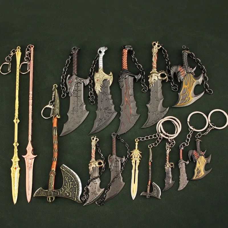 Portachiavi God Of War Con Lama Del Caos E Martello Del Tuono - Modello Arma In Lega Di Zinco Per Fan - Foto 10