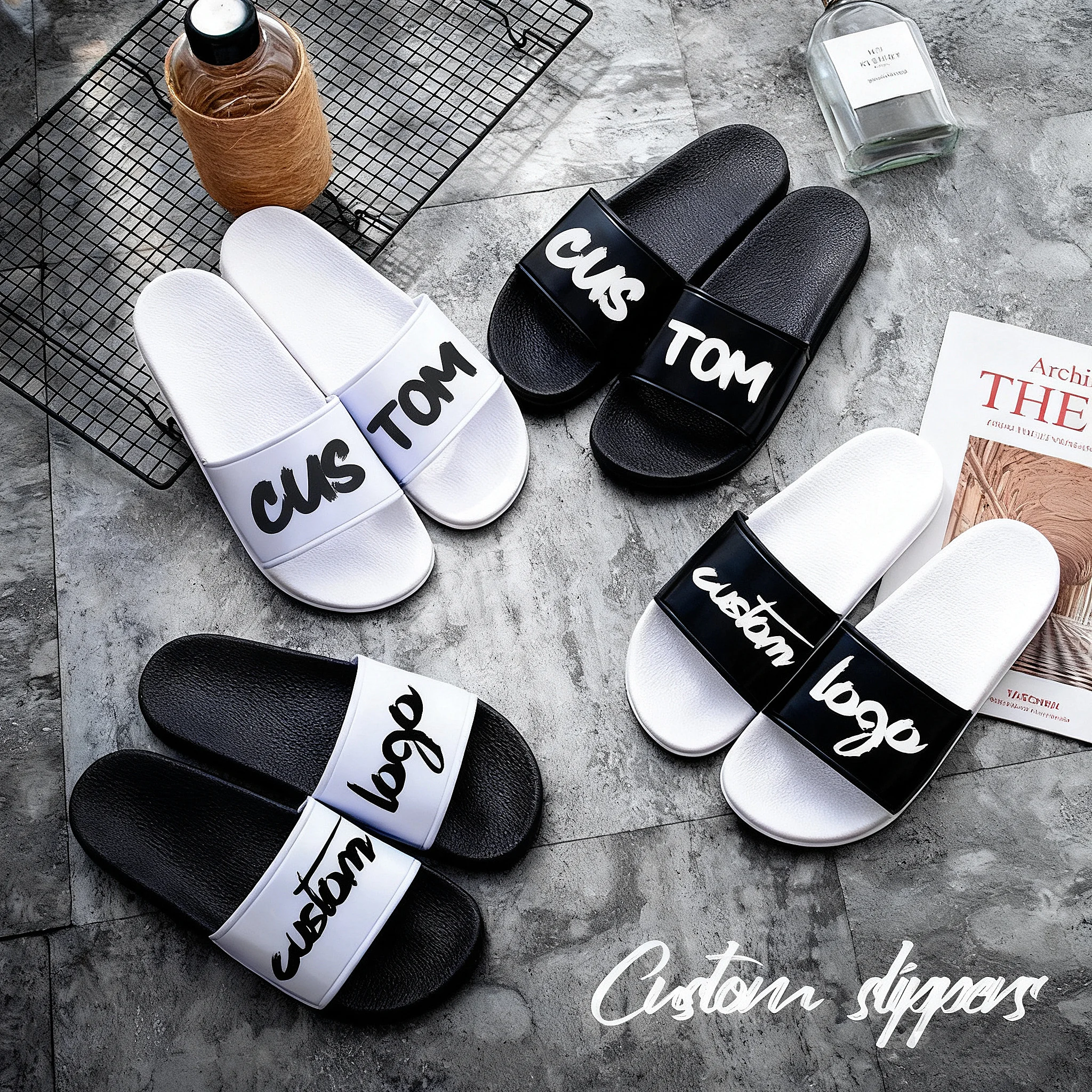 Customizable Hotel Slipper Brand Logo Shoes for Men Women