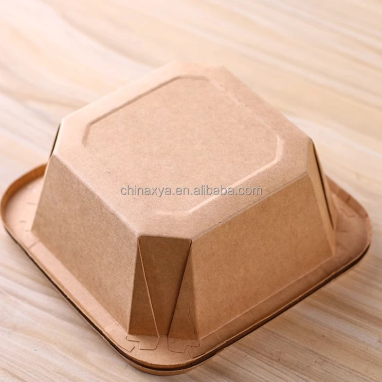 300ml 500ml 700ml 1000ml  1200ML Disposable Eco Friendly Rectangular Container Salad Fast Food Box Paper Bowl With Lid factory