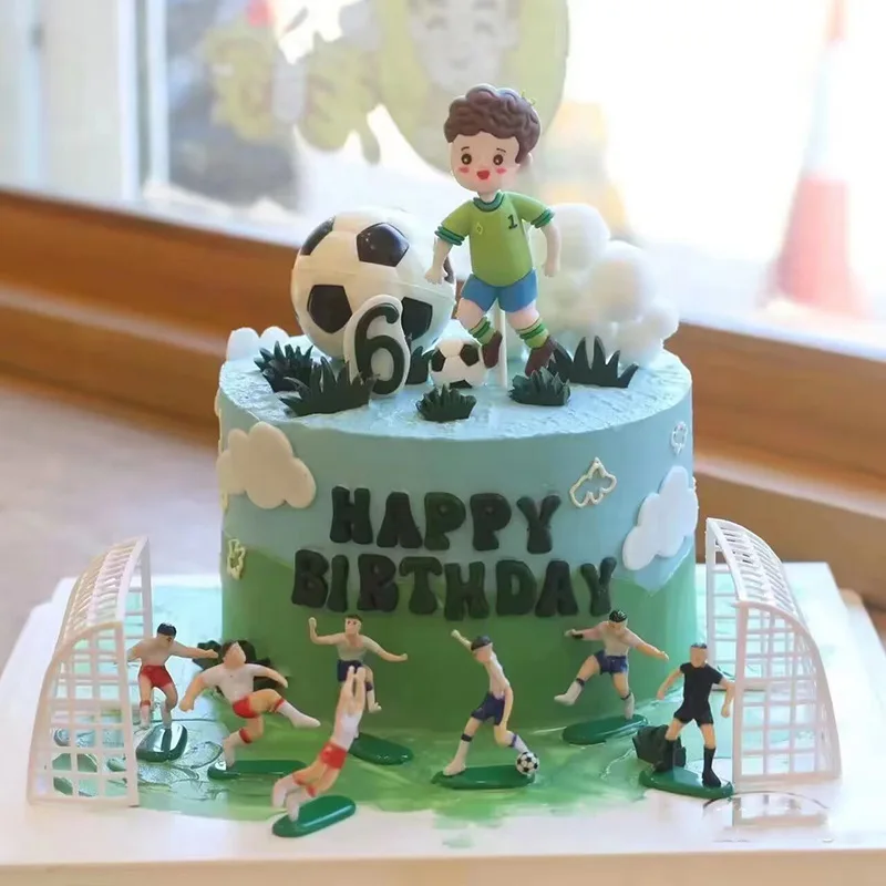 DAMAI Soccer Cake Topper Decorations Soccer Ball Player Cake Decorations for Soccer Football Theme Birthday Sport Party Supplies
