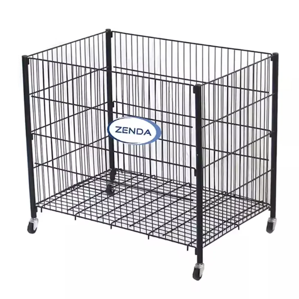 Quality Capacity 50kg Lightweight Wire Mesh Container Stainless Steel Folding Rack Roll Cage Trolley