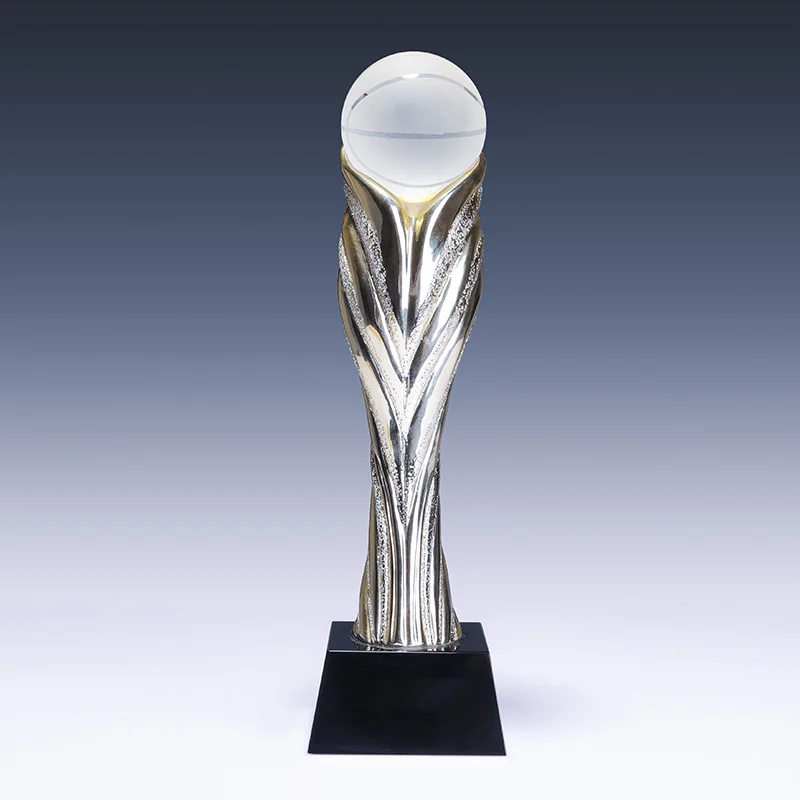 Wholesale cheap price resin sports trophy football awards with custom logo printing details