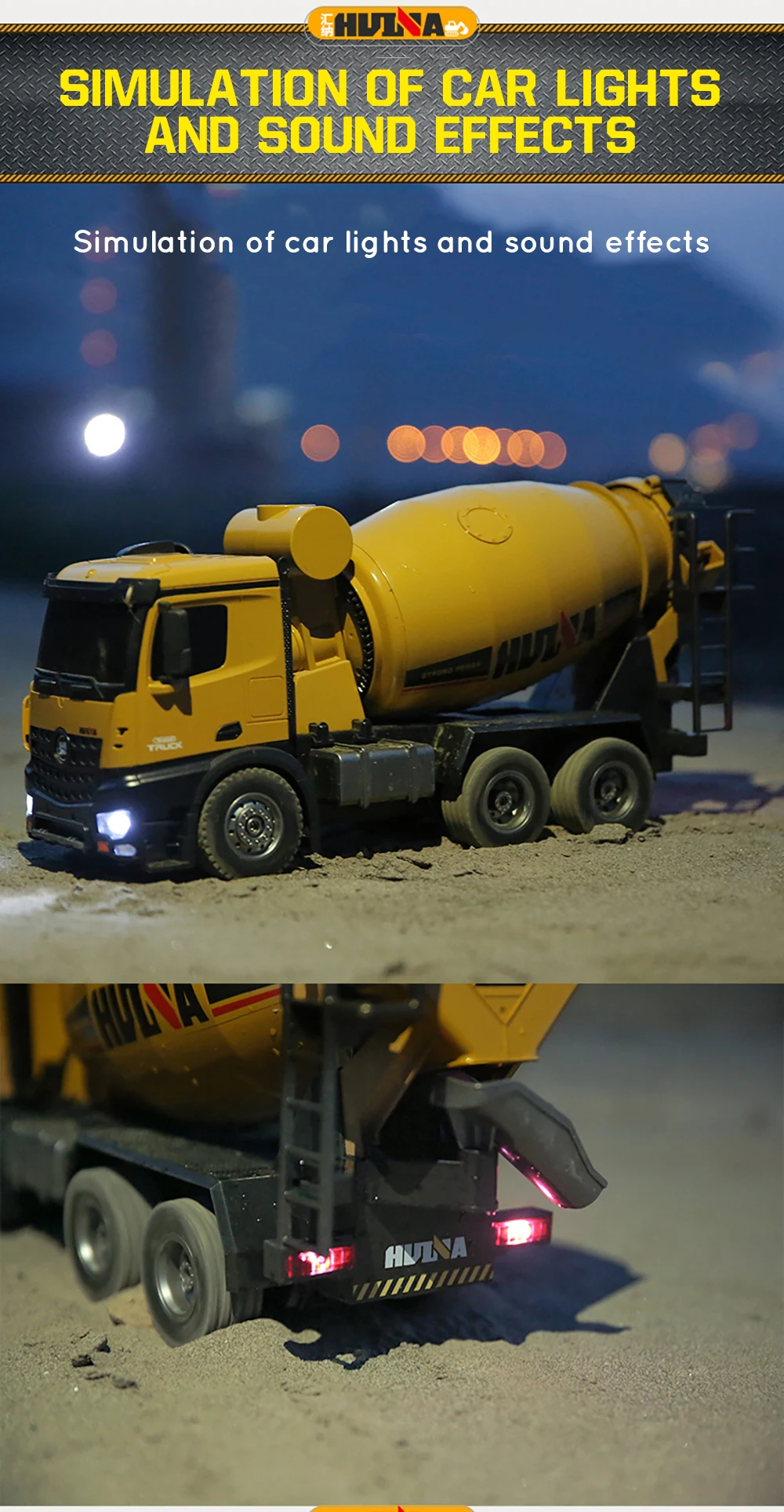 HOSHI HUINA 1574 1:14 RC Truck Tractor Engineering Car 2.4GHz Remote Control Car 10CH RC Mixer Trucks Toys Boys