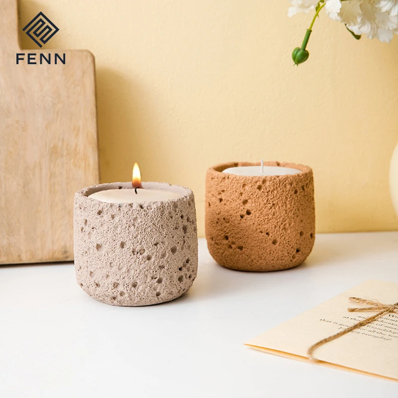 Manufactured Unique Handmade Ceramic Concrete Canldle Jars Empty Customized Logo Candle Vessels Jars Candle Holder for Gifts