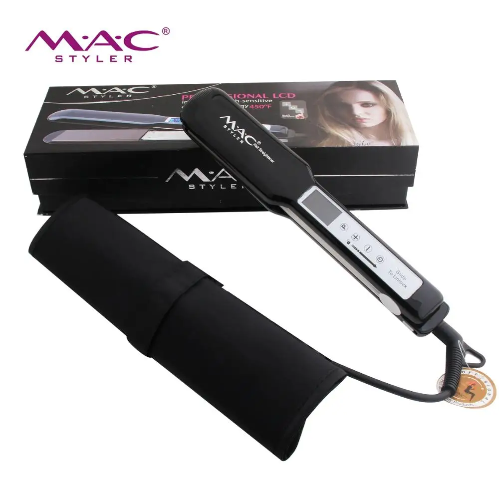 Fast Heating Customized Titanium LCD Display Hair Straightener Best Magic Flat Iron mac Hair Straightener