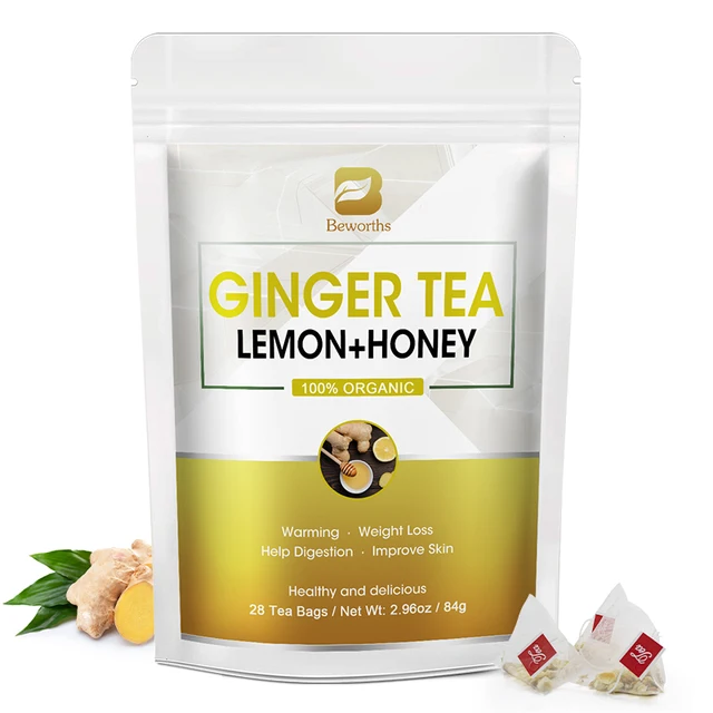 Beworths Organic Herbal Tea Honey Ginger Tea with Lemon 28 Days Ginger Tea Bags