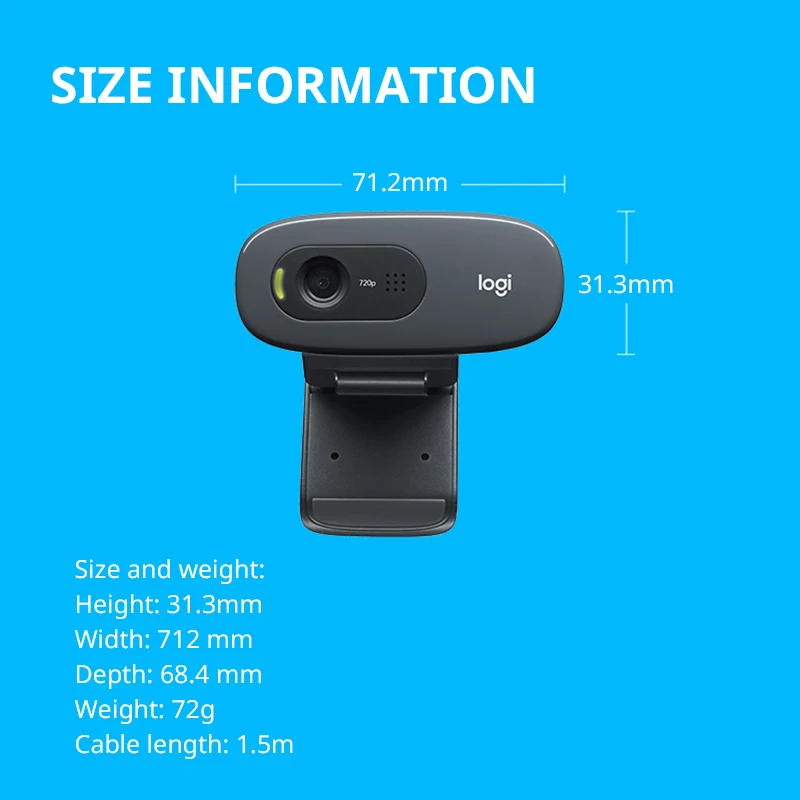 Wholesale Logitech C270 Hd Webcam Android Tv Box Free Driver 720p Usb Built-In Microphone Computer Laptop Pc Camera Video Webcam