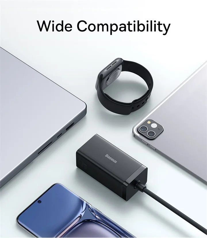 Pour baseus GaN5 Pro chargeur rapide de bureau 1U + 2C + HDMI 67W avec cordon d'alimentation de 1.5m prise de charge