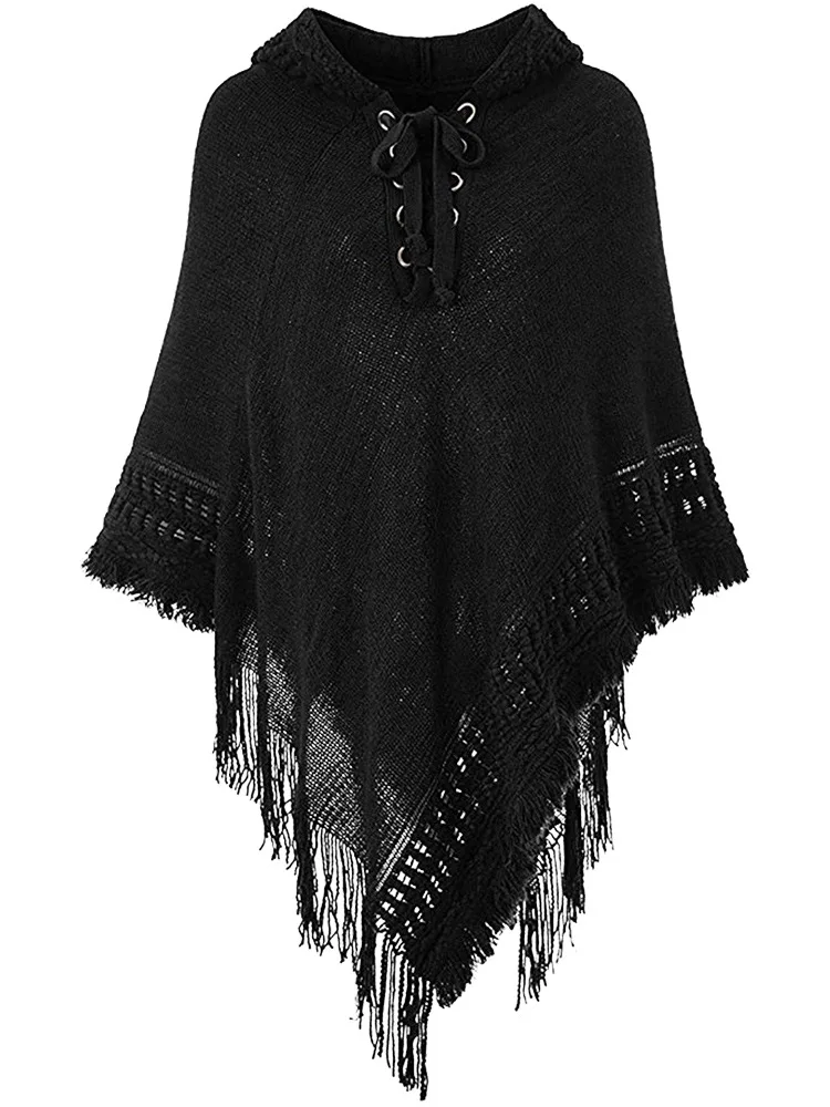 Fashion Woman Clothing Winter Knitted Patterns Crochet Handmade Sweater Poncho