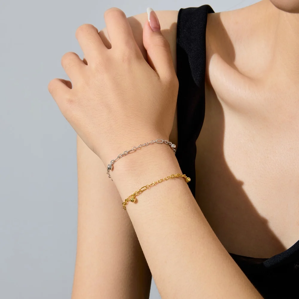 KAKODIY Simple Design Fine Jewelry Rhodium 18K Gold Plated 925 Sterling Silver Beads Pendant Bracelet and Bangles Jewelry for Women detail 1
