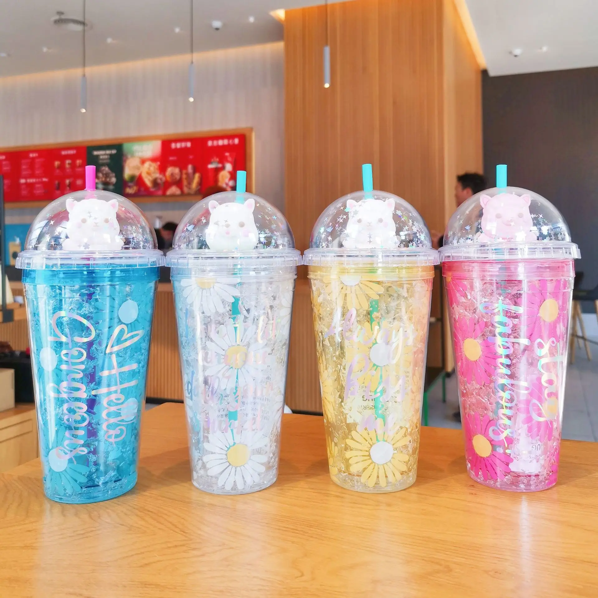 Supply Manufacturers direct creative unicorn ice cup cute girl cool cool  water cup gradient smoothie cup summer cup