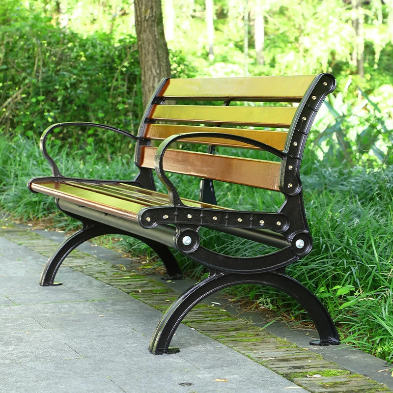 Factory Wholesale Outdoor Furniture Bench Chair Durable Pine Wood Garden Street Cast aluminium Seating Bench factory