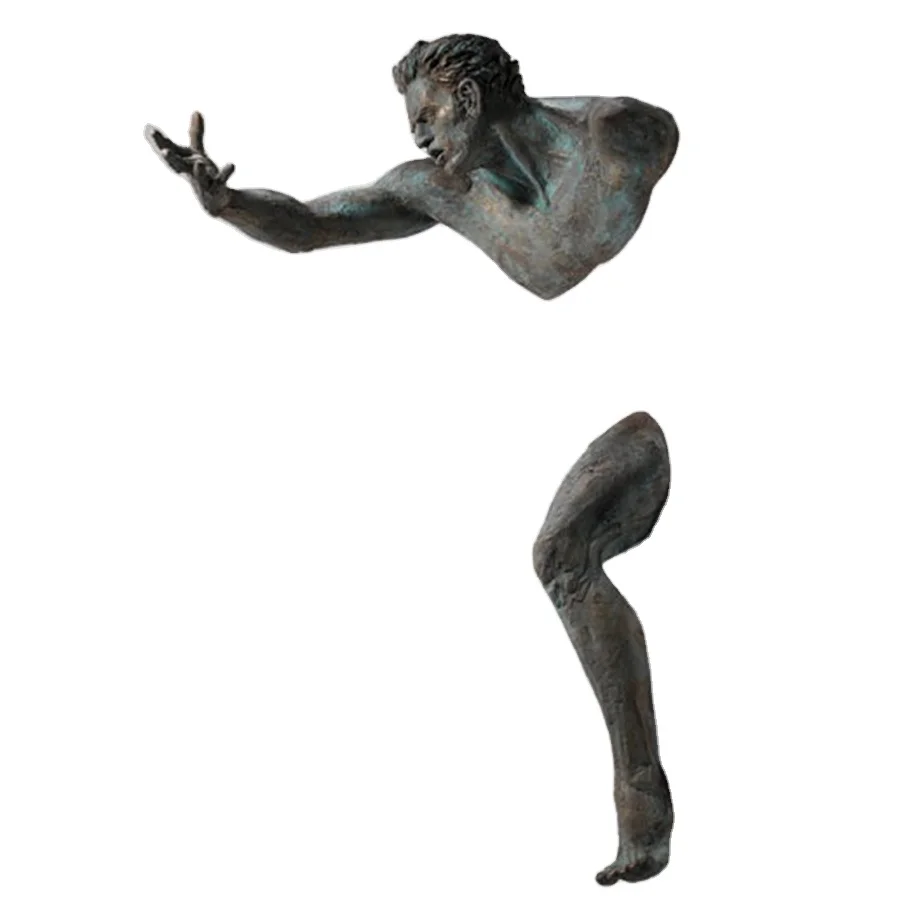 Modern Metal Art Decoration Statue Bronze Hanging on Wall Man Sculpture