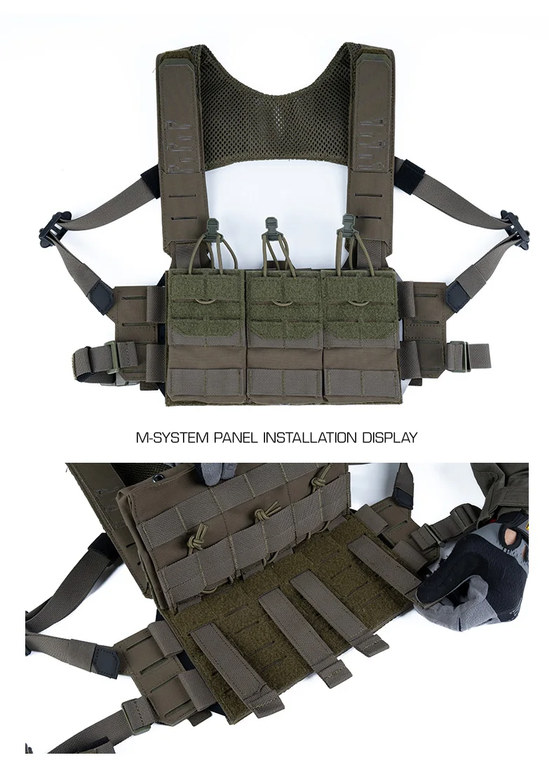 Taktische K-Modular-Brusttasche mit Schultergurten, atmungsaktives Mesh-Gewebe, passend für K-Z Airsoft Placard Admin Pouch – Detail 9