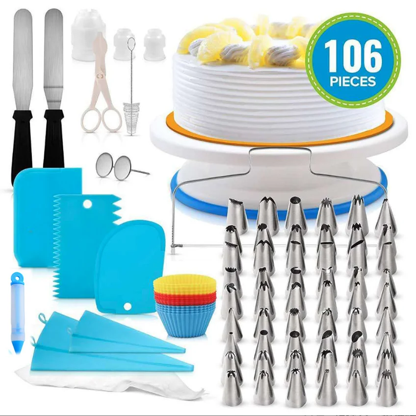 Kit de ferramentas de decoração de bolos 290Pc, utensílios de cozinha e  utensílios de padaria, acessórios de cozimento, conjunto de assar para  adultos bolo, assar coisas, girar bolo, assar itens essenciais para