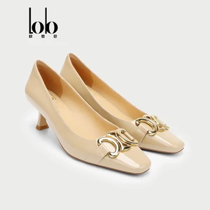 Factory Direct Women's Trendy Bridal High Heel Shoes 5cm Square Toe Chunky Thin Heel  Slip-On Design for Autumn Season