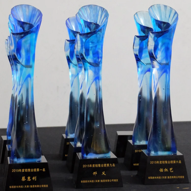 Small Bridge Latest Models Custom Logo UV Printing Business Award Sports High Quality LIULI Crystal Trophy Award Custom supplier