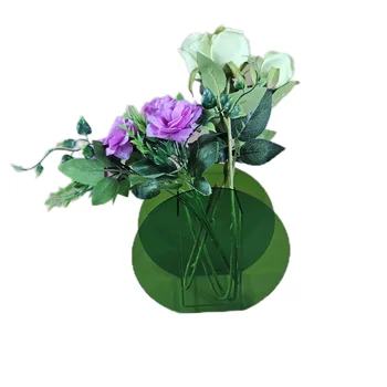JIHONG CUSTOM Home Decoration Tabletop Green Acrylic Geometry Flower Vase