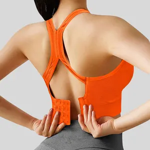 New Fashion High Quality Seamless Sports Bra for Women High Elasticity Shockproof Hook and Eye Closure Stylish Back Design