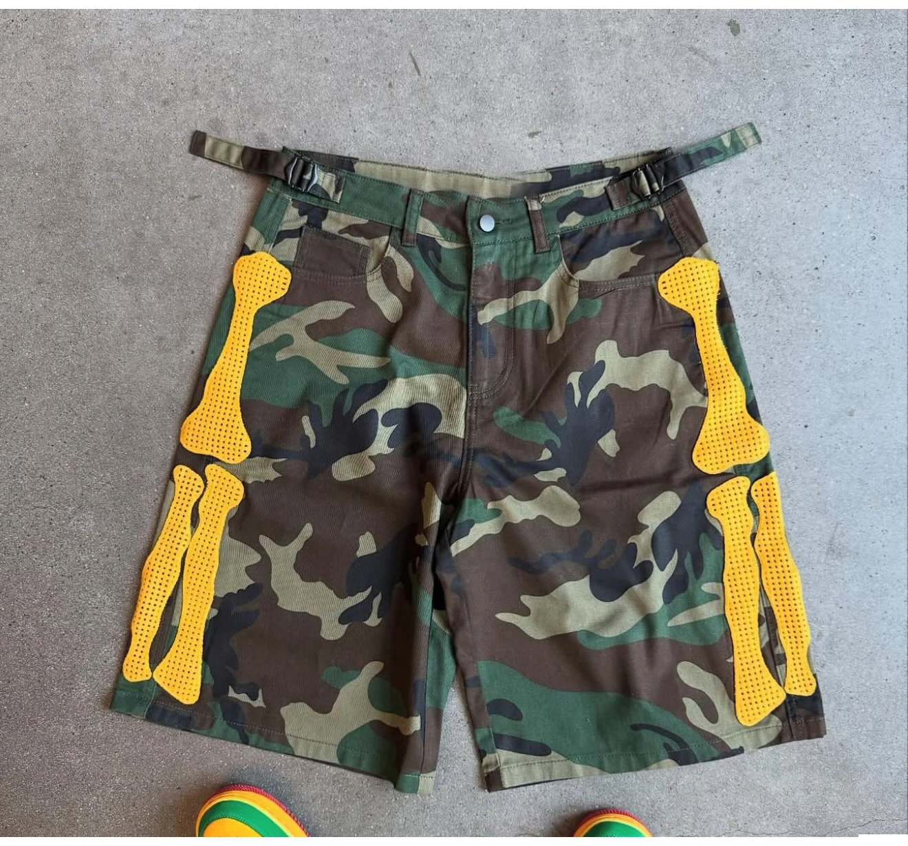 Vintage Custom Designer Embroidered Cargo Side Pocket Rubber Print Straight Men's Detachable Sweatpants gallery 3