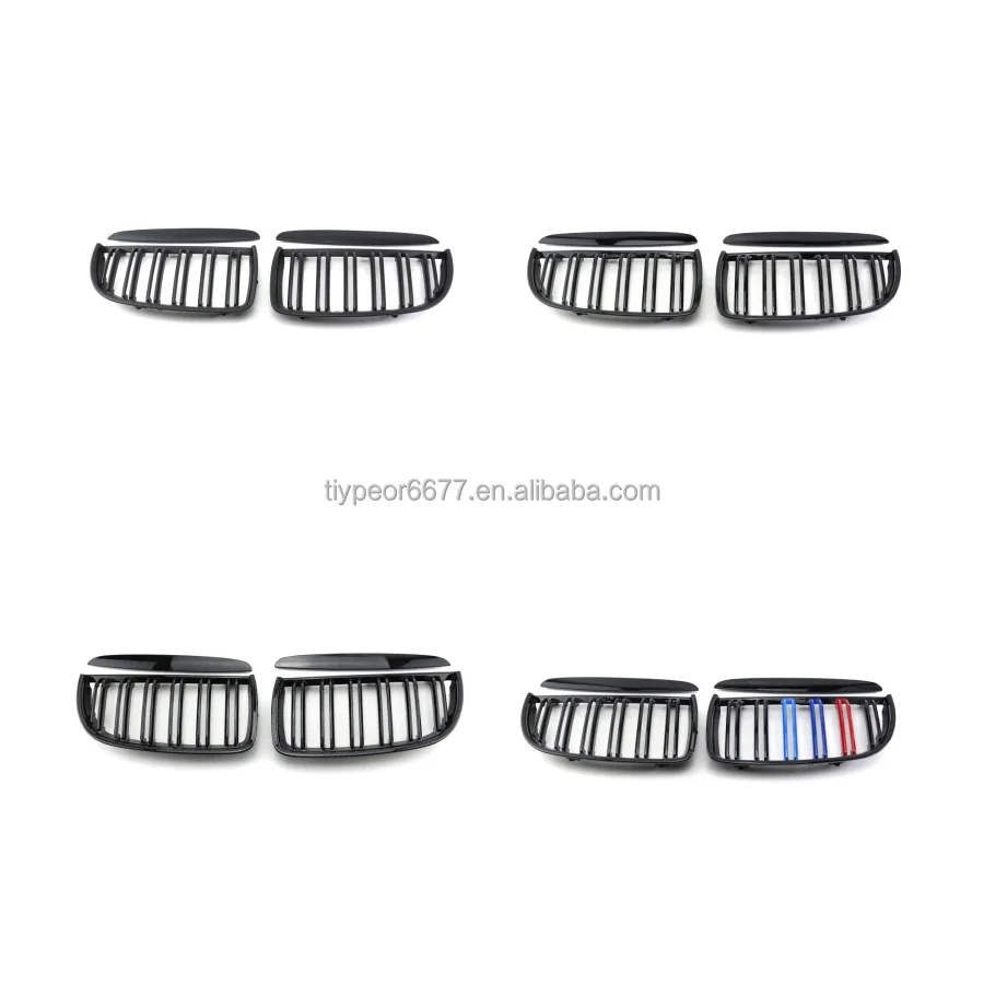 product tiypeor two slat front hood kidney grill car grille for bmw e90 e91 3 series 2005 2006 2007 2008 carbon matte black-2