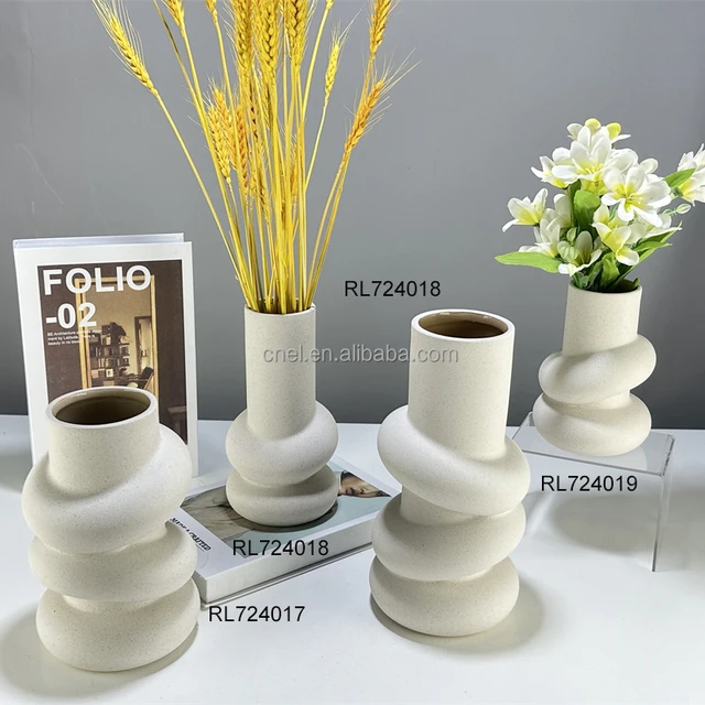 Custom Wholesale Irregular Modern Nordic Style White Ceramic Vases Home Hotel Decoration Ornament Ceramic Vases