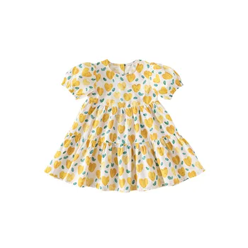 Children's clothing girls' summer clothes children's dress love full printed princess dress