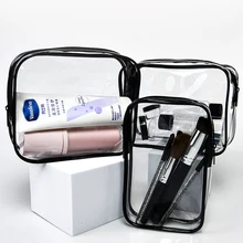 Custom Waterproof Pvc Makeup Pouch Mini Travel Clear Cosmetic Toiletry Wash Bag For Luggage Airport Airline Bathroom