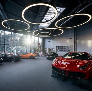 ECOJAS Manufacturer Customized Architect Design Indoor Glowing Ring Pendant Light Car Showroom Special Pendant Light