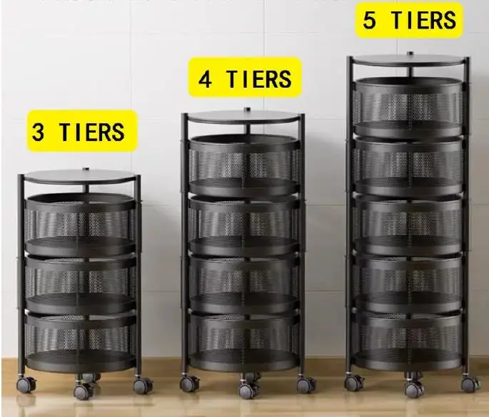 Rotating Shelf 360 Degree Baskets Fruit Multipurpose 3/4/5 tier