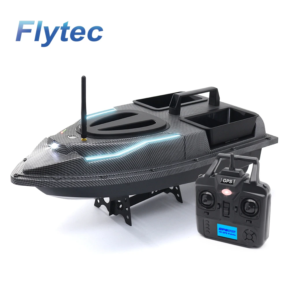 GoolRC Remote Control Bait Boat for Fishing GPS Boat 500 Meters Range  Double Motor with Night Light 5200mah Battery Storage Bag Package