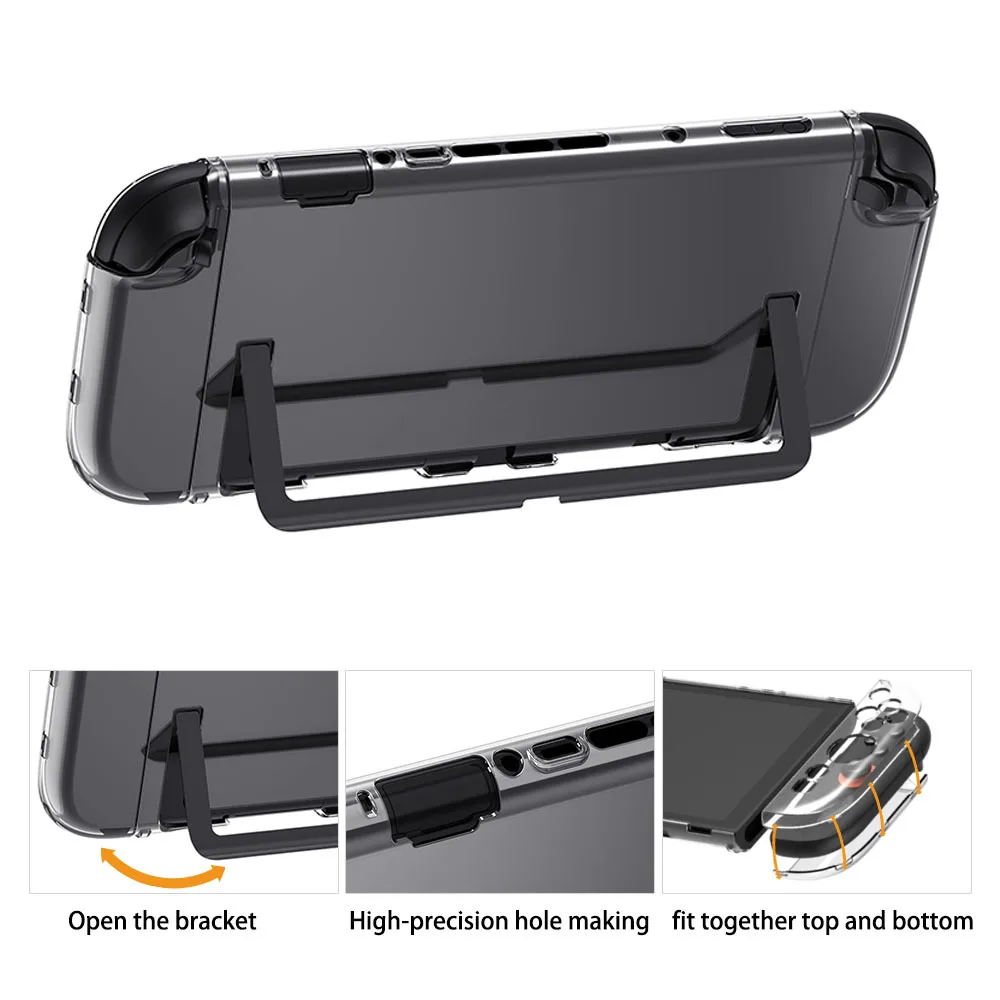 product laudtec high precision hole anti drop clear transparent cover split protective cover crystal shell  case for nintendo switch 2-4