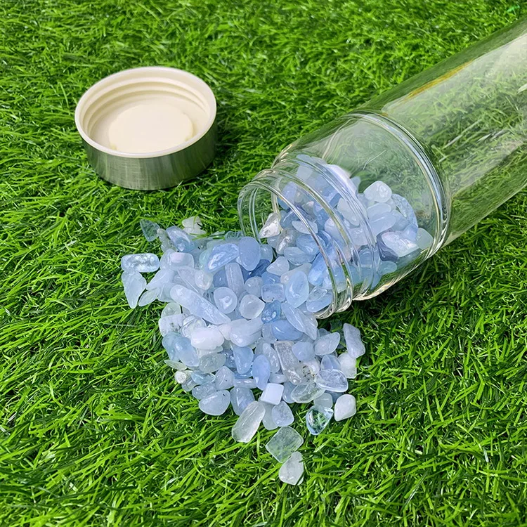 Wholesale Crystal Infused Gem Water Bottle Wellness 500ml Glass Water