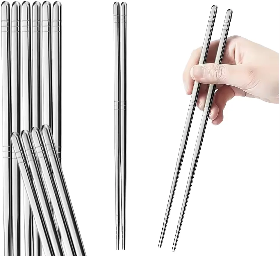 Korean Style Reusable Metal Chopsticks 304 Stainless Steel Dishwasher Safe Chopsticks