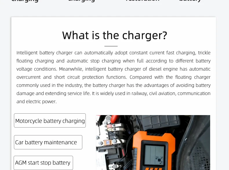 Smart Car Battery Charger 110v 220v 12v Leadacid Battery Maintenance