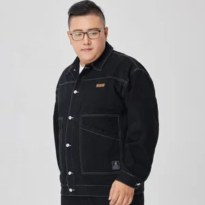 Men's High Quality Vintage Black Premium Plus Size Custom Designed Autumn Denim Bomber Jacket Eco-Friendly