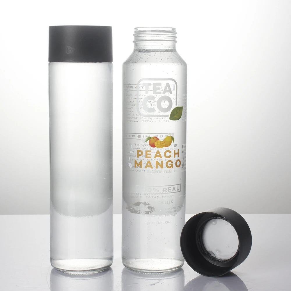 Screen Printing Transparent 800ml 750ml 500ml 375ml 200ml High Flint Juice Drink Beverage Mineral Water Voss Glass Bottle