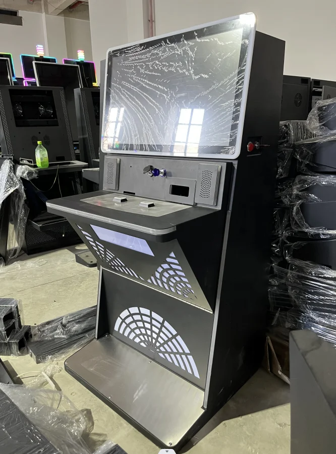 Newest $1-$100 Bill Validator Coin POG 27 Inches Touch Screen Curve Standup Cabinet Skill Game Machine With Dual Bash Buttons