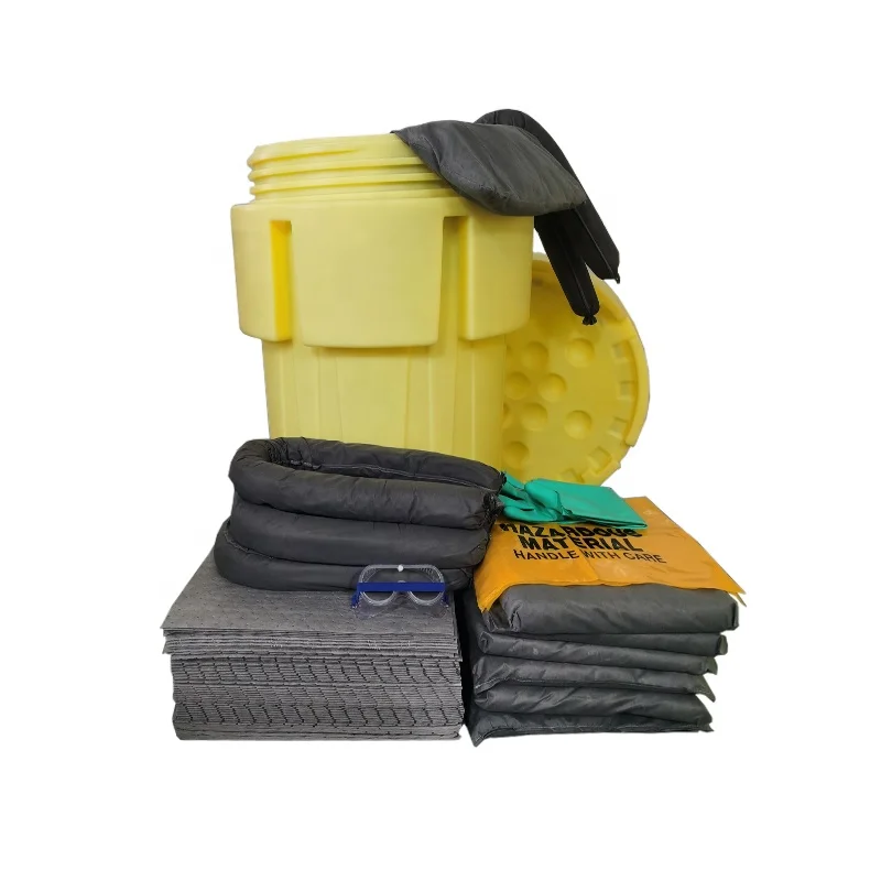 50 Gal Wheeled General Spill Kit Gery Color Absorbent Pads Universal ...