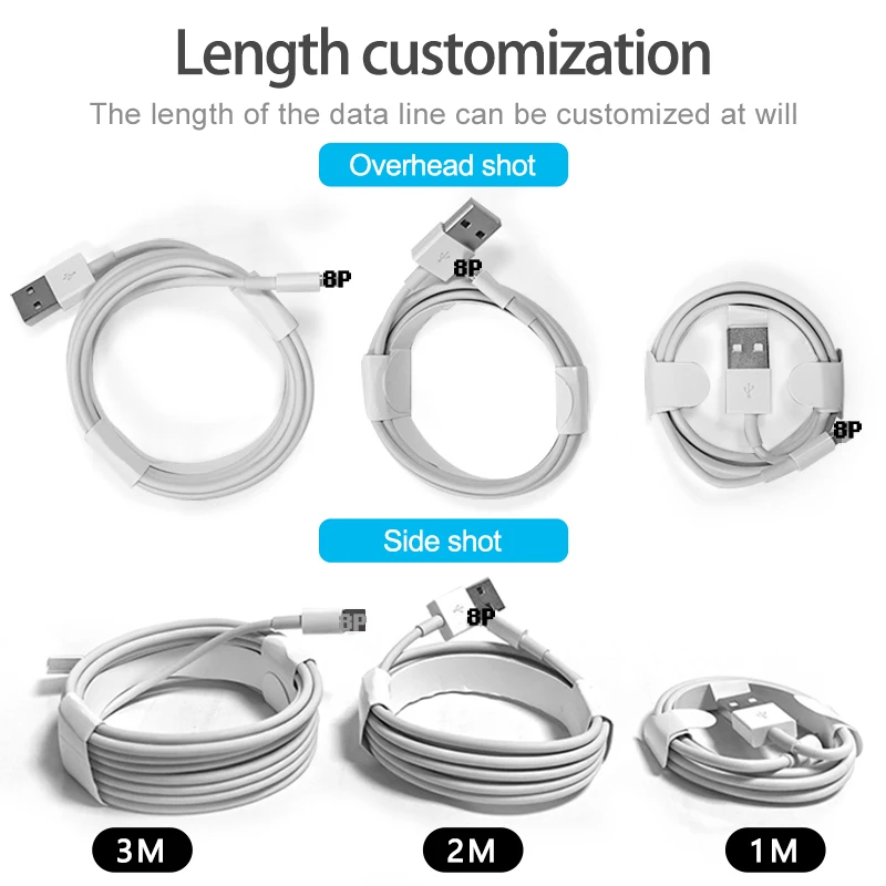 Заводская цена, 3 фута, 6 футов, 10 футов, зарядный кабель для iPhone, светящийся кабель, USB-кабель для зарядки iPhone, зарядное устройство с 3IC