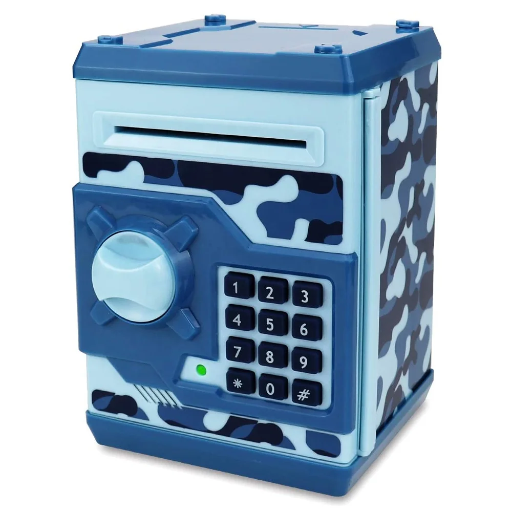 HUSAN Elektronische spaarpot voor kinderen, spaarpot, wachtwoord, spaarvarken, speelgoed, festival, verjaardagscadeau, cadeaus voor kinderen ( marineblauw