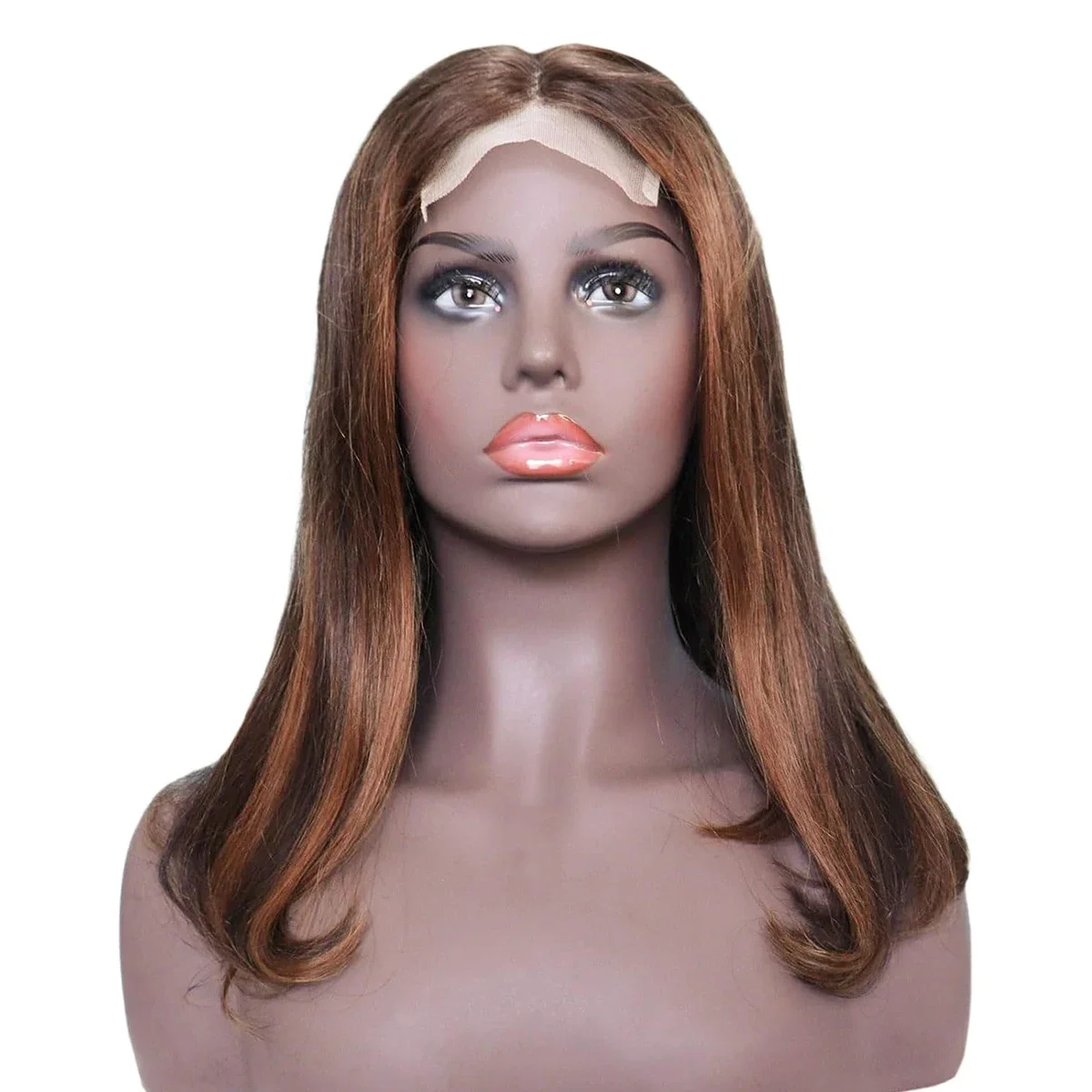 Bob Wig Echthaar T-part Lace Front Perücke Glatt Braun Remy_voghion.com