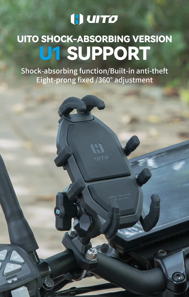 product sumu universal aluminum alloy phone mount holder shock absorbing anti theft screw stability dual port fast charging bicycle-2