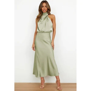 2025 Summer High-End Silk Satin Sleeveless Long Dress Women Fashion Elegant Celebrity Dresses Party Clothes Ladies Evening Dress