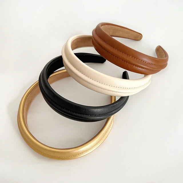 New Design Leather Thick Sponge Hair Ribbons Solid Color Multicolour Headband for Women Exquisite Smooth Vinchas Simple Headband
