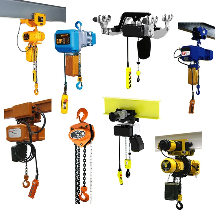 1 Ton, 2 Ton, 3 Ton Electric Chain Hoists with Trolleys